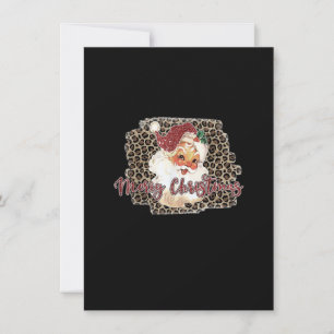 Leopard Print Vintage 70s Santa Merry Christmas Invitation