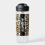 Leopard Print Water Bottle<br><div class="desc">A fun leopard print covers this water bottle personalised with your name printed vertically in chic lettering on black on both sides. MORE designs in our collection.</div>