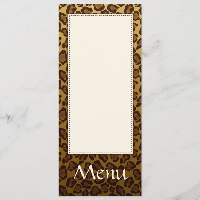 Leopard Print Wedding Menu - customisable matching (Front)