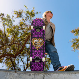 Leopard print   wild and free heart   Love   Skateboard