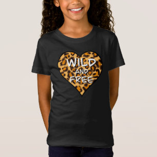Leopard print wild and free heart Love T-Shirt