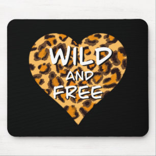 Leopard print wild and free heart Love T-Shirt Mouse Mat