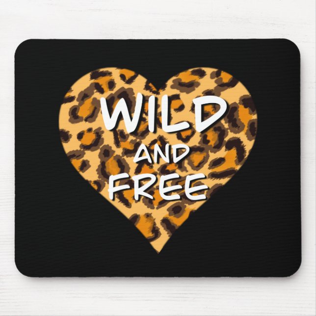 Leopard print | wild and free heart | Love T-Shirt Mouse Mat (Front)