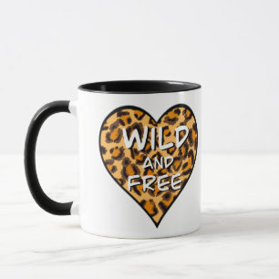 Leopard print   wild and free heart   Love T-Shirt Mug