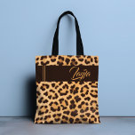 Leopard Print Wild Girly Pattern Personalised Name Tote Bag<br><div class="desc">This modern design features a leopard print pattern with your personalised name. Personalise by editing the text in the text box provided.
#leopard #leopardprint #wild #animal #fashion #fashionable #style #stylish #accessories #handbags #tote #totebags #bags #gift #giftsforher #girly #personalizedgifts #feminine #trendy #chic #name</div>