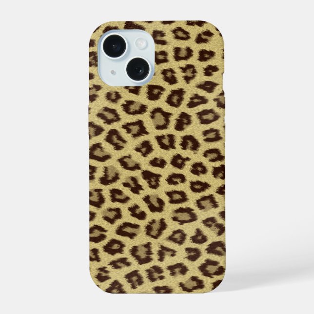 Leopard Print Wildlife Pattern iPhone 15 Case (Back)