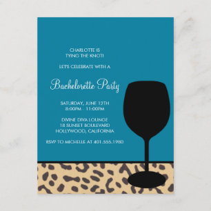 leopard print wine bachelorette invitation
