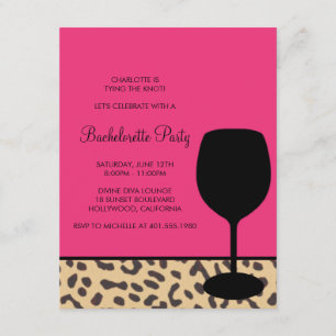leopard print wine bachelorette invitation