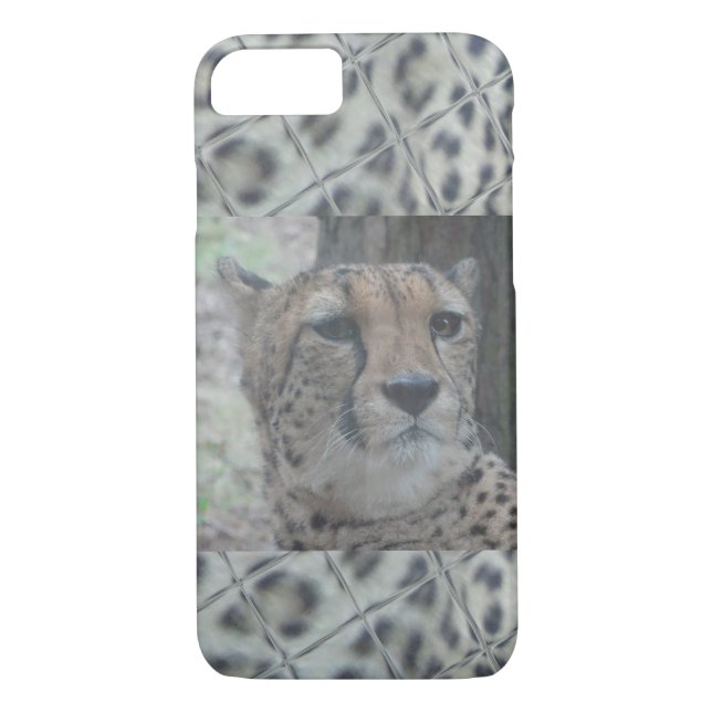 Leopard Print with Cute Leopard Face Phone Case (Back)