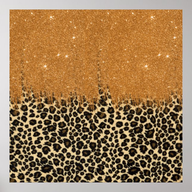 Leopard Print with Gold Faux Glitter Brush Stroke (Front)