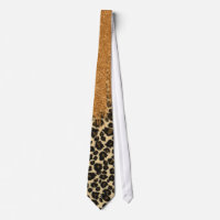 Leopard Print with Gold Faux Glitter Brush Stroke