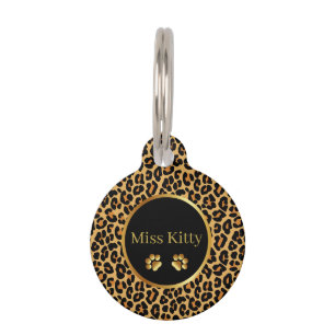 Leopard Print With Gold Paws And Name Tag 