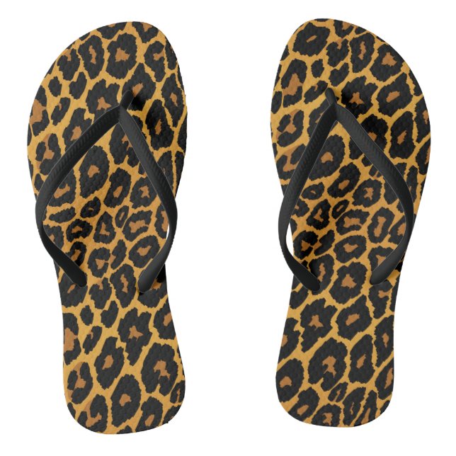 Leopard Print with Gradient Gold Flip Flops (Footbed)