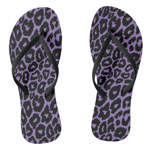 Leopard Print with Purple Background Changer Flip Flops (Footbed)