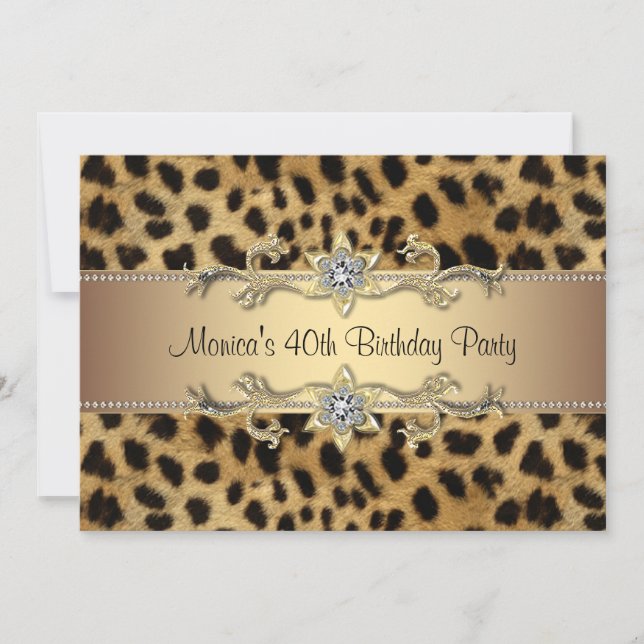 Leopard Print Womans 40th Birthday Party Invitation (Front)