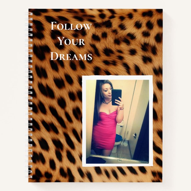 Leopard Print Your Photo Personalised Quote Notebook (Front)