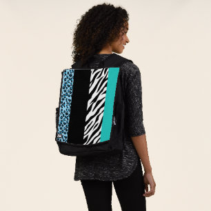Leopard Print, Zebra Print, Animal Print, Blue Backpack