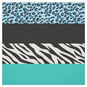 Leopard Print, Zebra Print, Animal Print, Blue Fabric