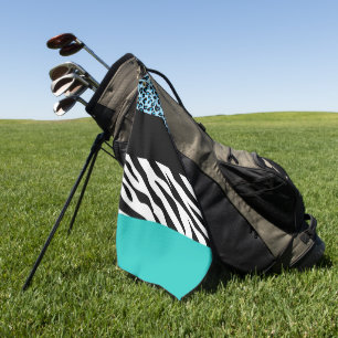 Leopard Print, Zebra Print, Animal Print, Blue Golf Towel