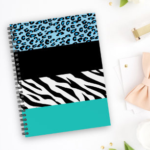 Leopard Print, Zebra Print, Animal Print, Blue Notebook