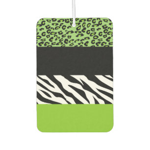 Leopard Print, Zebra Print, Animal Print, Green Car Air Freshener