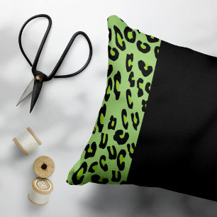 Leopard Print, Zebra Print, Animal Print, Green Decorative Cushion