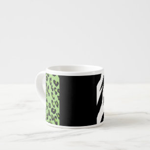 Leopard Print, Zebra Print, Animal Print, Green Espresso Cup