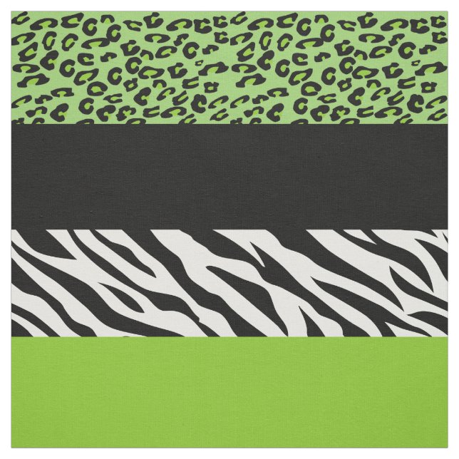 Leopard Print, Zebra Print, Animal Print, Green Fabric (Swatch)
