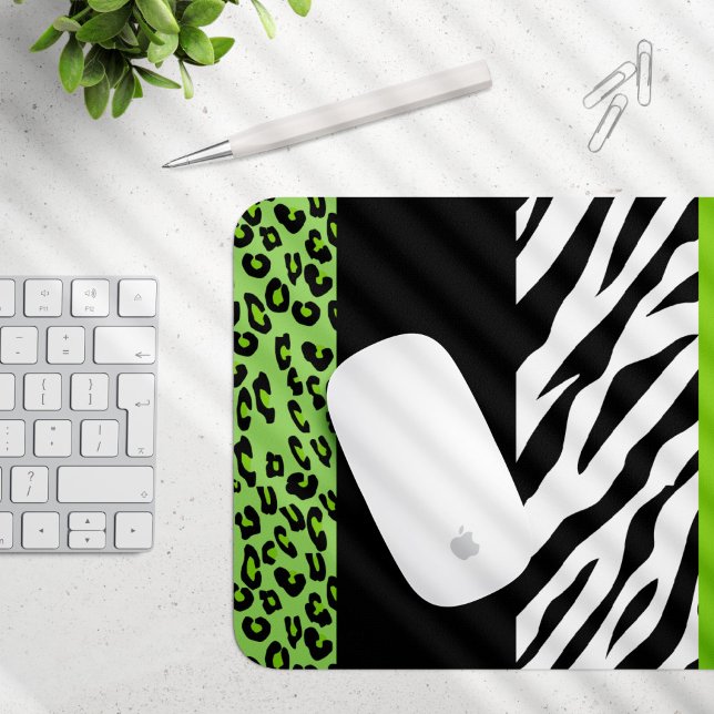 Leopard Print, Zebra Print, Animal Print, Green Mouse Mat (Creator Uploaded)