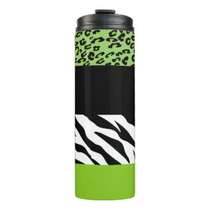 Leopard Print, Zebra Print, Animal Print, Green Thermal Tumbler