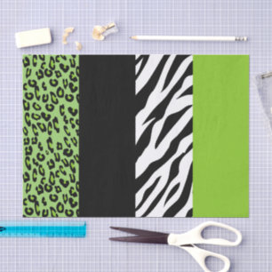 Leopard Print, Zebra Print, Animal Print, Green Tissue Paper