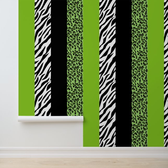 Leopard Print, Zebra Print, Animal Print, Green Wallpaper (Application)