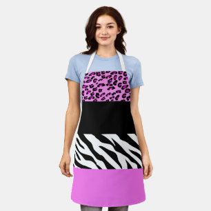 Leopard Print, Zebra Print, Animal Print, Pink Apron