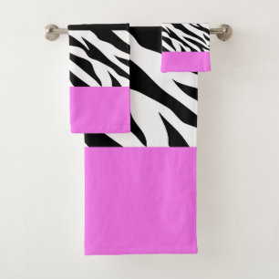 Leopard Print, Zebra Print, Animal Print, Pink Bath Towel Set