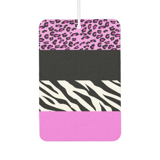 Leopard Print, Zebra Print, Animal Print, Pink Car Air Freshener (Front)