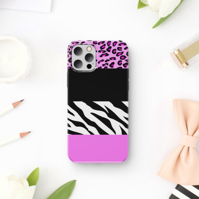Leopard Print, Zebra Print, Animal Print, Pink Case-Mate iPhone Case (Creator Uploaded)