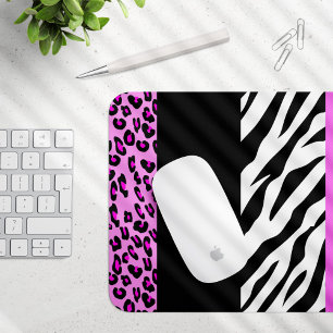 Leopard Print, Zebra Print, Animal Print, Pink Mouse Mat