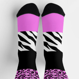 Leopard Print, Zebra Print, Animal Print, Pink Socks