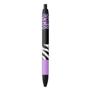 Leopard Print, Zebra Print, Animal Print, Purple Black Ink Pen