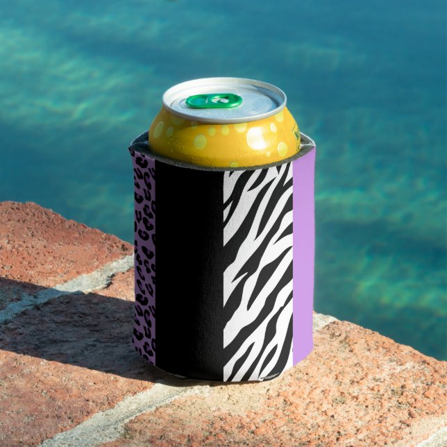 Leopard Print, Zebra Print, Animal Print, Purple Can Cooler (In Situ Pool)