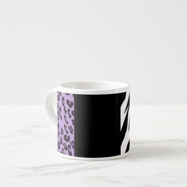 Leopard Print, Zebra Print, Animal Print, Purple Espresso Cup (Front Left)
