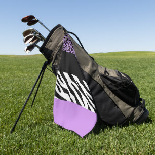 Leopard Print, Zebra Print, Animal Print, Purple Golf Towel