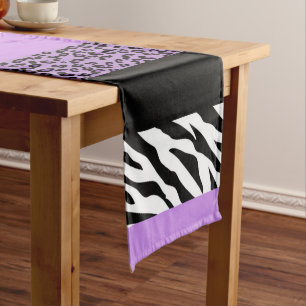 Leopard Print, Zebra Print, Animal Print, Purple Medium Table Runner