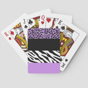 Leopard Print, Zebra Print, Animal Print, Purple Playing Cards