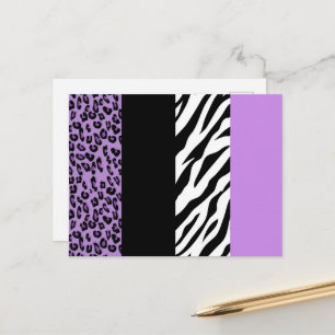 Leopard Print, Zebra Print, Animal Print, Purple Postcard