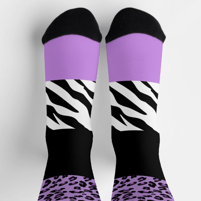 Leopard Print, Zebra Print, Animal Print, Purple Socks (Top)