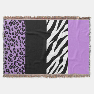Leopard Print, Zebra Print, Animal Print, Purple Throw Blanket
