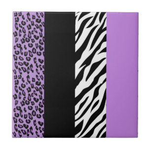 Leopard Print, Zebra Print, Animal Print, Purple Tile