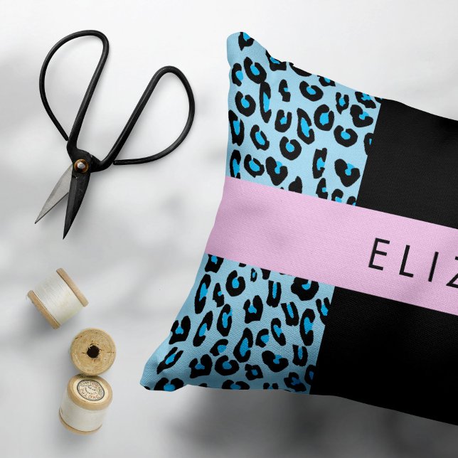Leopard Print, Zebra Print, Blue, Your Name Pillowcase (Creator Uploaded)