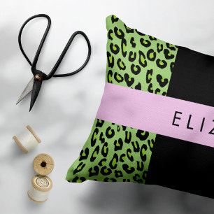 Leopard Print, Zebra Print, Green, Your Name Pillowcase